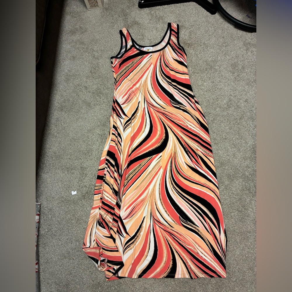 Calvin Klein Vibrant Swirl Maxi Dress